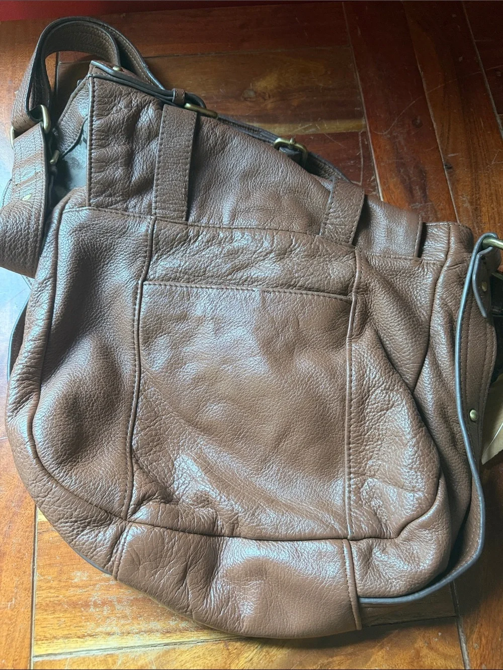 Vince Camuto Brown Leather Buckle Crossbody Bag